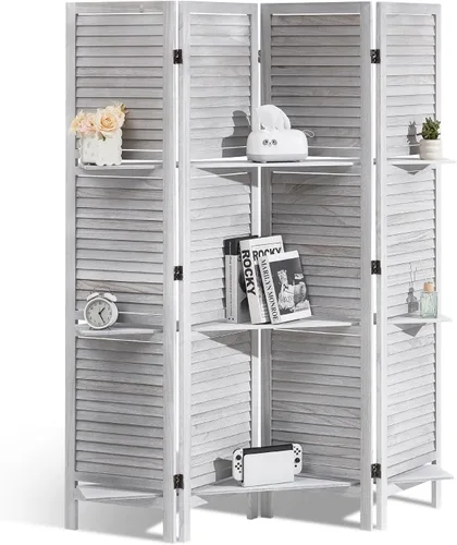 Miniatura 11 de VEVOR Divisor de habitación de madera, pantalla de privacidad plegable de madera de 6 paneles, divisor de partición tallado para interiores de 66.9