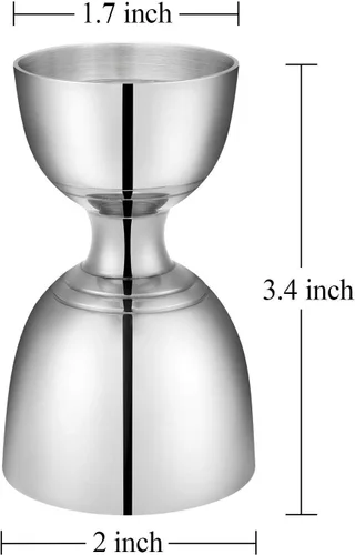 Miniatura 2 de Acero inoxidable Jigger Shot Glass Doble Cara Peg Medida (2.0 fl oz y 1.0 fl oz, Plata)