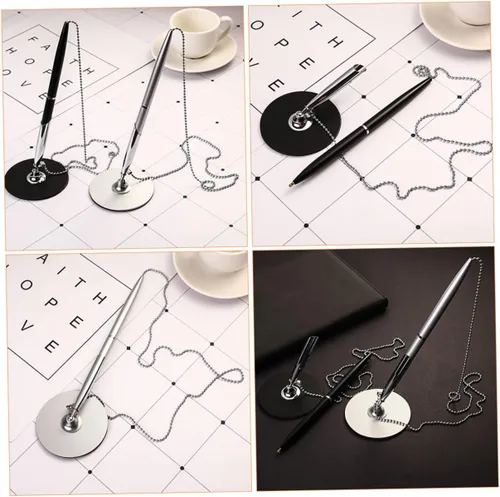Miniatura 9 de NUOBESTY 2 bolígrafos de escritorio con cadena de bolas, bolígrafos de escritorio, bolígrafos de tinta de gel de seguridad para bancos, oficinas