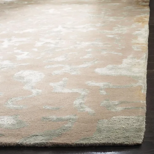 Miniatura 5 de SAFAVIEH Soho Collection SOH525B - Alfombra cuadrada de lana de primera calidad, hecha a mano, color gris topo y azul claro, 6 pies Gris pardo/azul