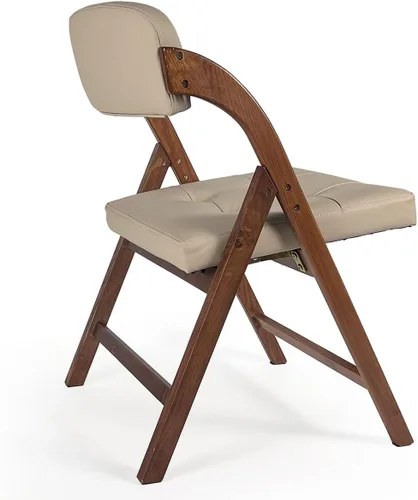 Miniatura 7 de Sillas plegables de madera con cojín, sillas plegables acolchadas para exterior, silla tapizada con asiento ancho, juego de 2 (madera fresa)