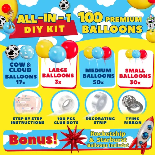 Miniatura 2 de Kit de arco de globos ALL-IN-1 Toy Story para decoración temática de baby shower de It's A Boy Story – Kit de guirnalda de globos Toy Story con Nube