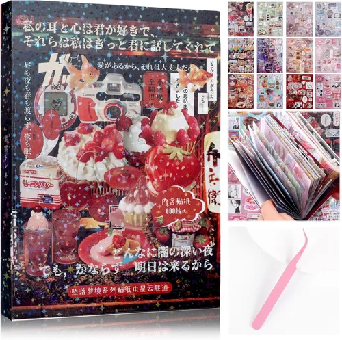 Miniatura 33 de Tmtains 45 hojas de calcomanías japonesas para álbumes de recortes, suministros de diario basura Heisei, más de 800 piezas de calcomanías coreanas