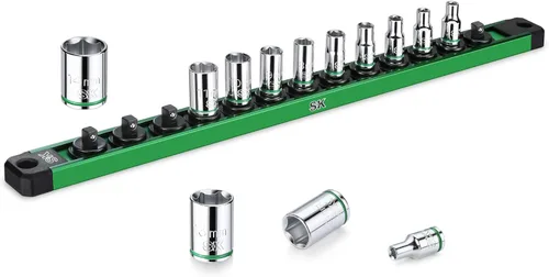 SK Juego de llaves de 1/4 pulgada, llaves métricas, 13 piezas de 4-14 mm, acabado SuperKrome, construcción premium CR-V, con organizador de llaves