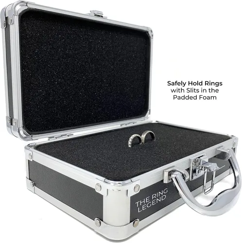 Miniatura 2 de THE RING LEGEND Maletín de seguridad para anillos con ranuras acolchadas para sostener anillos, regalos de portador de anillos, funda de seguridad