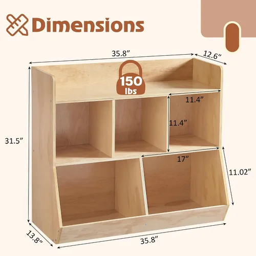 Miniatura 2 de Estante Montessori, organizador de almacenamiento de juguetes de madera contrachapada para libros, juguetes, estantería de 3 estantes, gabinete