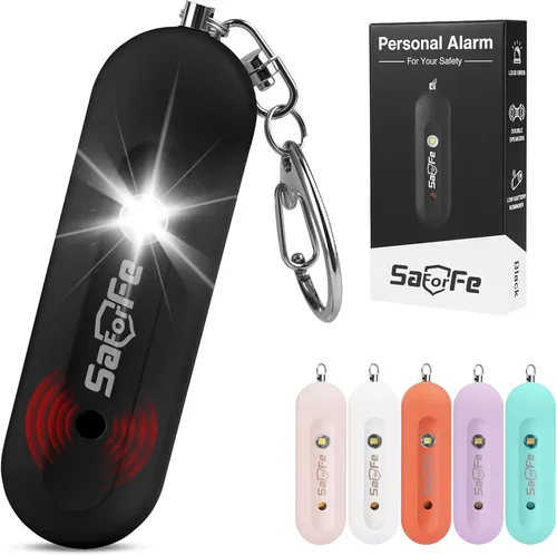 Miniatura 13 de Alarma de seguridad personal recargable para mujeres - Llavero de alarma de seguridad de autodefensa de 140 dB con luz estroboscópica, dispositivos