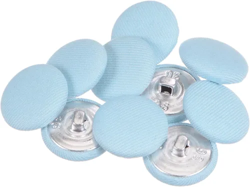 Miniatura 20 de HARFINGTON 10 botones de tela de 24L cubiertos de tela de 0.59 pulgadas, vástago de metal, botones de costura redondos para trajes, blusas de Azul