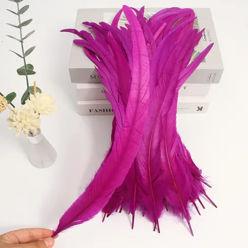 Miniatura 4 de THARAHT 50 piezas de plumas de cola de gallo, naturales, de 12 a 14 pulgadas (30-35 cm) para manualidades, bodas, atado de moscas, plumas para Rosa