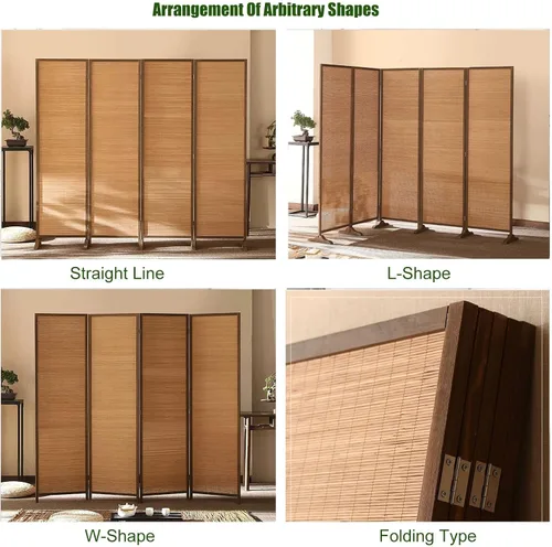 Miniatura 4 de 3 4 5 6 7 8 Panels Room Separator Freestanding Wall Divider for Office/Bedroom/Hotel, Foldable Room Divider Partition Privacy Screen, Wood