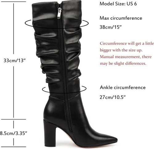 Miniatura 2 de JOY IN LOVE Botas altas hasta la rodilla con cremallera y tacón alto de bloque para mujer