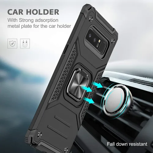 Miniatura 6 de YmhxcY Funda para Galaxy Note 8, funda para Galaxy Note 8 con protector de pantalla curvado 3D, fundas de grado armadura con soporte giratorio