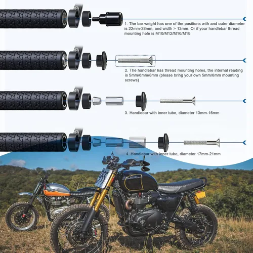 Miniatura 6 de LKV Espejos de extremo de barra de motocicleta de 7/8 pulgadas de 0.866 in – Espejos retrovisores laterales de motocicleta anti-azul 360 grados CNC