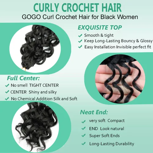 Miniatura 3 de 8 Packs Curly Crochet Hair GOGO Curl Crochet Hair for Black Women Deep Wave Braiding hair Water Wave Crochet hair Extensions Synthetic Bohemian