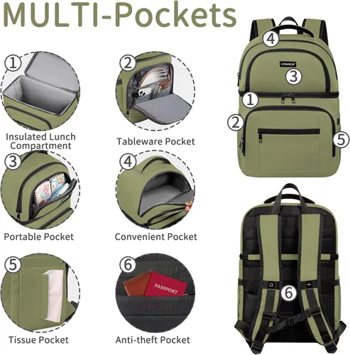 Miniatura 4 de Mochila Refrigeradora, Mochila Refrigeradora Aislada a Prueba de Fugas de Doble Compartimento Bolsa Refrigeradora para Hombres y Mujeres Mochila
