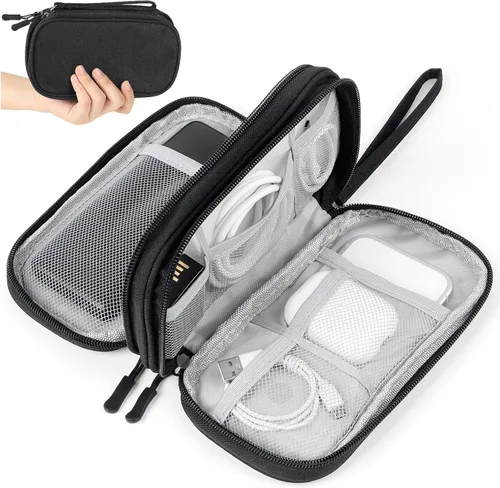 Bolsa de viaje para electrónica de viaje, bolsa organizadora de accesorios electrónicos negros, bolsa organizadora de cables de viaje para cable de