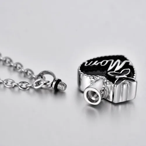 Miniatura 2 de Collar de urna conmemorativa de acero inoxidable para cenizas con texto en inglés "Dad in Heart", Acero inoxidable
