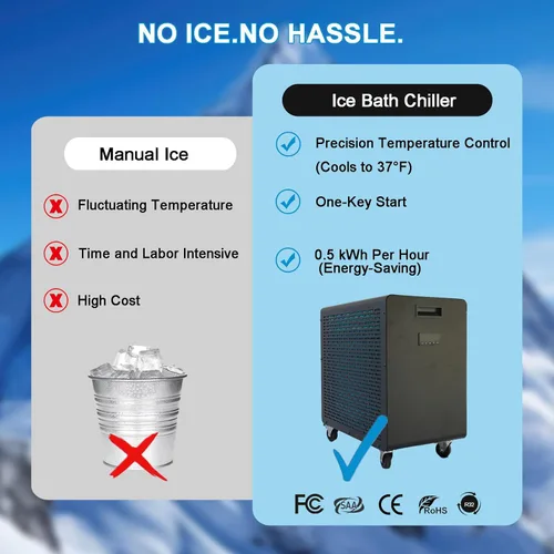 Miniatura 5 de Bañera fría de lujo de 120 galones con enfriador de agua de 2600 W, bañera de hielo portátil para uso en exteriores o interiores, enfriador