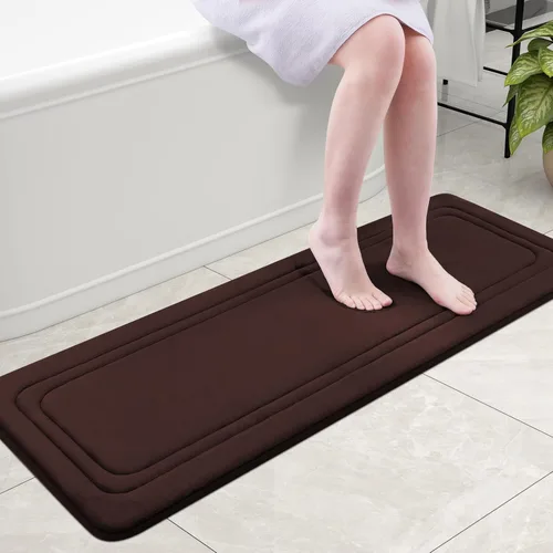 Miniatura 55 de Grandaily Alfombra de baño de espuma viscoelástica de 24 x 16 pulgadas, ultrasuave, antideslizante y absorbente, lavable a máquina, cómoda alfombra