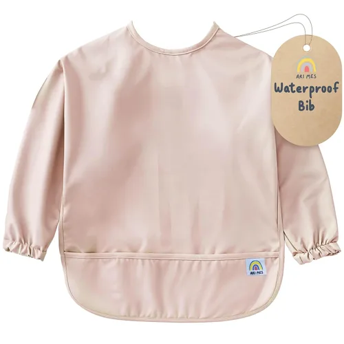 Miniatura 32 de ARI MES Baberos impermeables de manga larga para bebés para comer - Arcoíris, pequeño - Vestible, cubretodo para niño pequeño, babero de manga