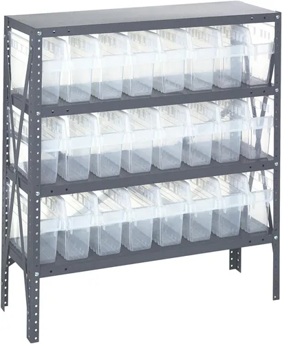 Miniatura 147 de Quantum QSBU-245BK Heavy Duty Shelving Unit with (7) Shelves and (24) QUS245 Black Bins for Garage Warehouse Storage Distribution 400 lb Load