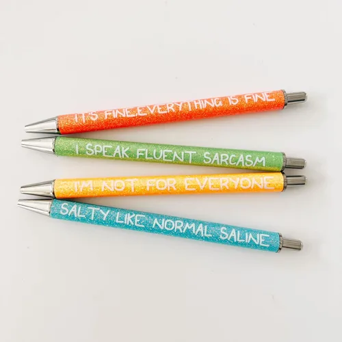 Miniatura 9 de Jxueych Lindos bolígrafos con purpurina y frases divertidas, bolígrafos pasivos y elegantes, regalos para colegas, suministros de oficina