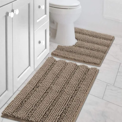 Miniatura 192 de H.VERSAILTEX - Alfombras de baño, juego de 2 piezas, alfombra de contorno para baño, juego de alfombras para inodoro, alfombra antideslizante
