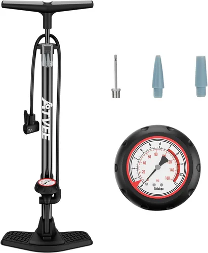 Bike Pump, 25” Height Full Size Bicycle Pump with 160 PSI High Pressure, Bike tire Pump with Presta and Schrader Valve, Bike Air Pump for Bike