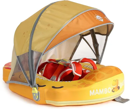 Miniatura 23 de Mambobaby Flotador no inflable para bebé con toldo, sistema de seguridad de cinco puntos, toldo 3D (desmontable) UPF 50+, flotadores de piscina