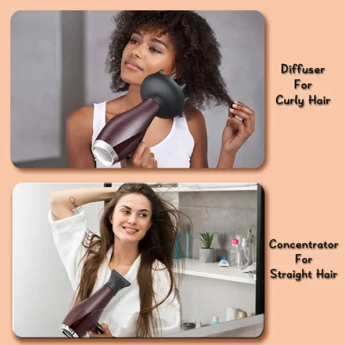 Miniatura 2 de Secador de pelo de 2000 W, con difusor concentrador de peine para mujeres y hombres, secador de pelo silencioso iónico negativo con potente motor