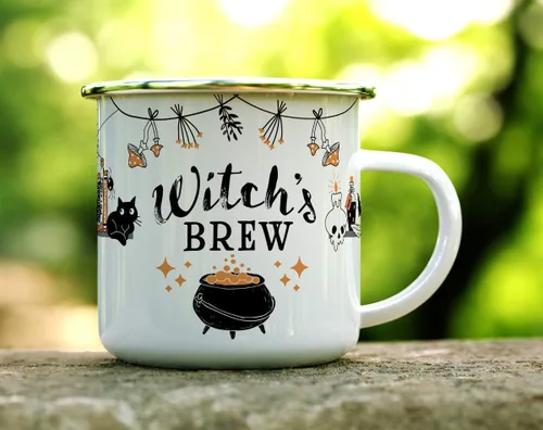 Miniatura 2 de Loftipop Taza de café esmaltada de Halloween para otoño, temporada de fogata, regalo para amiga, mamá, hermana, compañera de trabajo (12 onzas)