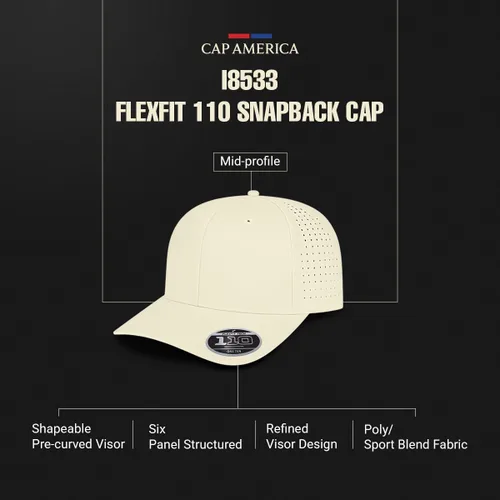 Miniatura 4 de Cap America i8533 Flexfit 110 Gorra Snapback Perforada de Rendimiento de Perfil Medio de 6 Paneles con Protección UV y Snapback Ajustable
