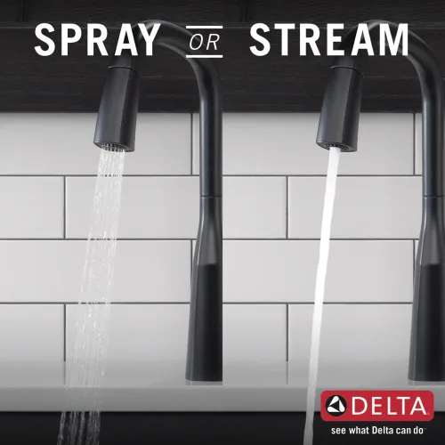 Miniatura 7 de Delta Faucet Stryke 9176-BL-DST - Grifo de cocina negro mate con rociador extraíble, grifo para fregadero de cocina, cabezal rociador