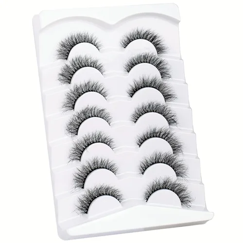 Miniatura 796 de Pooplunch - Pestañas postizas finas de visón sintético, estilo ojo de gato, naturales, cruzadas, tipo racimo, efecto 8D de volumen, tiras