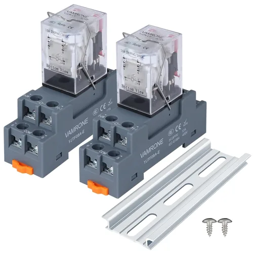 Miniatura 16 de Relé de potencia electromagnética, bobina de relé de CA de 8 pines de 10 amperios 110 V/120 V con base de enchufe, indicador LED, DPDT 2NO 2NC - 9