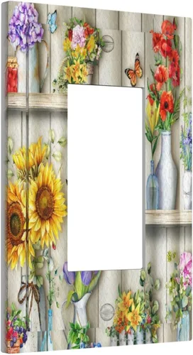 Miniatura 106 de Placa de pared decorativa con hojas de palmera tropicales de oro blanco, hoja de plátano, doble interruptor de luz de palanca decorativa, placa