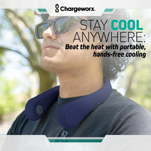 Miniatura 2 de CHARGEWORX Ventilador de cuello portátil portátil, ventilador de refrigeración personal sin aspas con batería recargable de 4000 mAh, pantalla LCD
