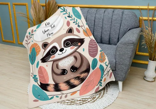 Miniatura 6 de Manta de bebé personalizada para niñas – Encantadora manta de mapache con nombre personalizado, compañera acogedora para el hogar y viajes, regalos