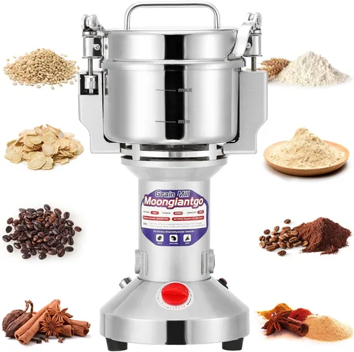 Moongiantgo - Molinillo de Grano Eléctrico 500g Molinillo de Especias Comercial 2500W Pulverizador de Acero Inoxidable Molinillo de Grano para Seco