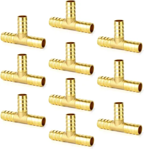 Miniatura 15 de GASHER 20 Piezas Reductor de Púas de Manguera de Latón, 1/2 Pulgada a 1/2 Pulgada (12.7mm) ID de Manguera con 40 Abrazaderas de Manguera, Reductor