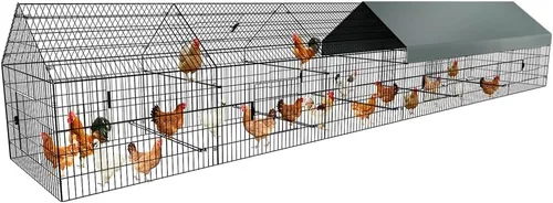 Miniatura 10 de PawGiant Gallinero Corral para Pollos para Patio con Cubierta 130"×40"×40" Tractor de Pollos Portátil de Metal Exterior Jaula Recinto Caja Afuera