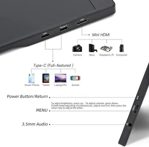 Miniatura 7 de Monitor portátil de 15.6 pulgadas FHD 1080P IPS/HDR, USB-C/HDMI segundo monitor externo para computadora portátil, escritorio, MacBook, teléfonos