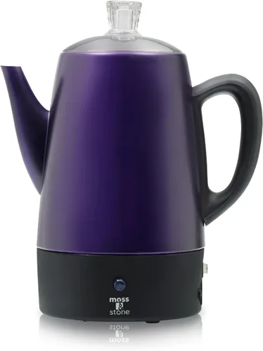 Miniatura 11 de Precolador de café eléctrico Moss & Stone - Cuerpo con tapas de acero inoxidable, cafetera, olla eléctrica, capacidad de 10 tazas