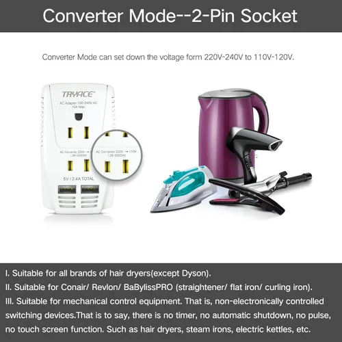 Miniatura 3 de Convertidor de voltaje mejorado de 2000 W, 220 V a 110 V, voltaje reductor para secador de pelo, alisador, rizador, convertidor de energía