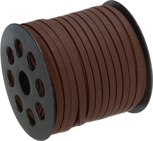 uxcell Cordón de gamuza, 50 yardas, 0.197 in, cuerda de hilo de cuero plana para bolso, bolso, cordones de zapatos, manualidades, fabricación de