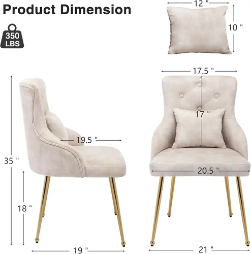 Miniatura 2 de Silla de tocador de terciopelo, silla de comedor tapizada para dormitorio, comedor, sala de maquillaje, silla moderna para sala de estar con patas