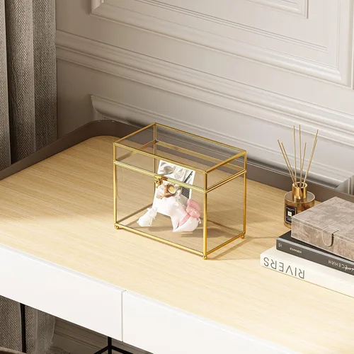 Miniatura 8 de Smart Wyche Caja de cristal grande para tarjetas de boda con cerradura para escultura de joyería cosmética, mini jardín, resistente, 10 pulgadas