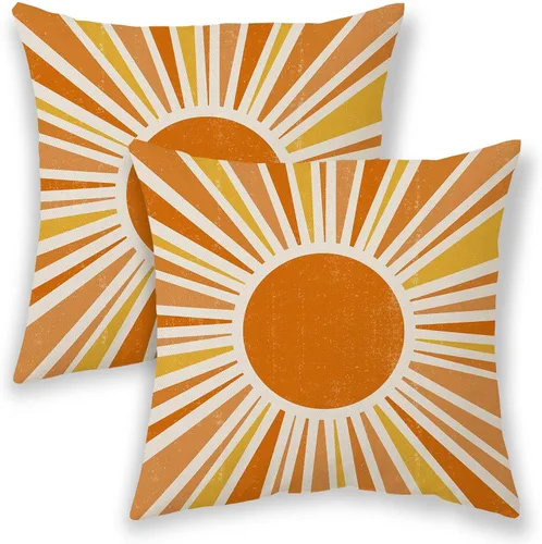 Miniatura 10 de BETGINY Fundas de almohada de verano para exteriores de 16 x 16 pulgadas, 2 unidades, color aguamarina, verde azulado, crema, sol, bohemio