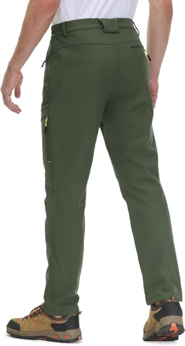 Miniatura 3 de MAGCOMSEN Pantalones de invierno para hombre, 5 bolsillos con cremallera, pantalones de esquí para nieve, con forro polar, resistentes al agua