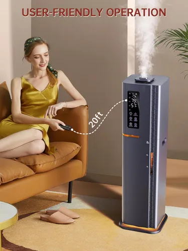 Miniatura 9 de Humidificadores de 2.64 galones para habitación grande, niebla cálida y fría de hasta 500 pies cuadrados, difusor de llenado superior de luz